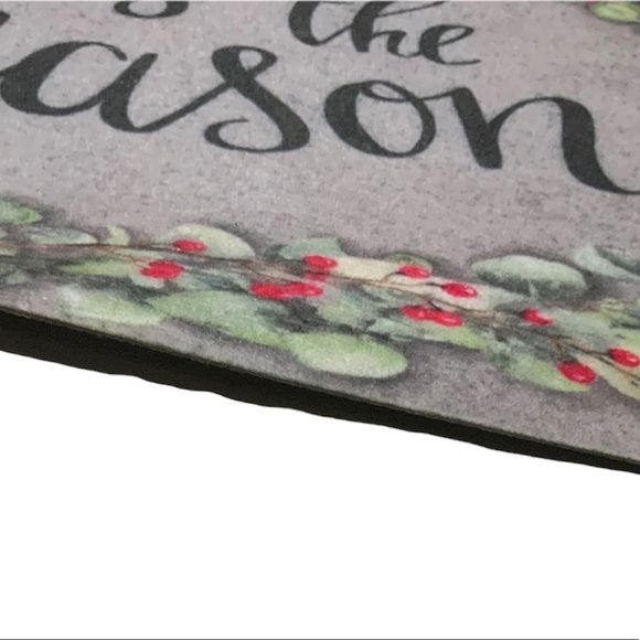 Christmas Wreath “Tis The Season” Accent Rug Clay Grey Multi 17.3” X 29.9” NEW - Picture 2 of 8